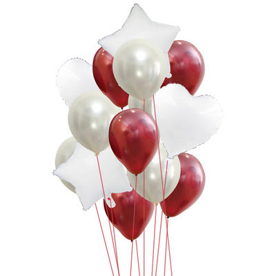 Love Five-Pointed Star Balloon Set - Assorted Metallic Latex & Foil Balloons