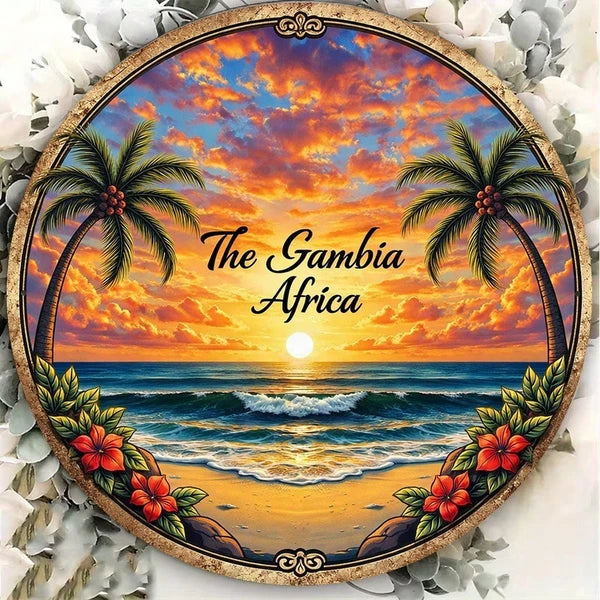 Vintage African Gambian Sunset Beach Wall Sign - 20 cm