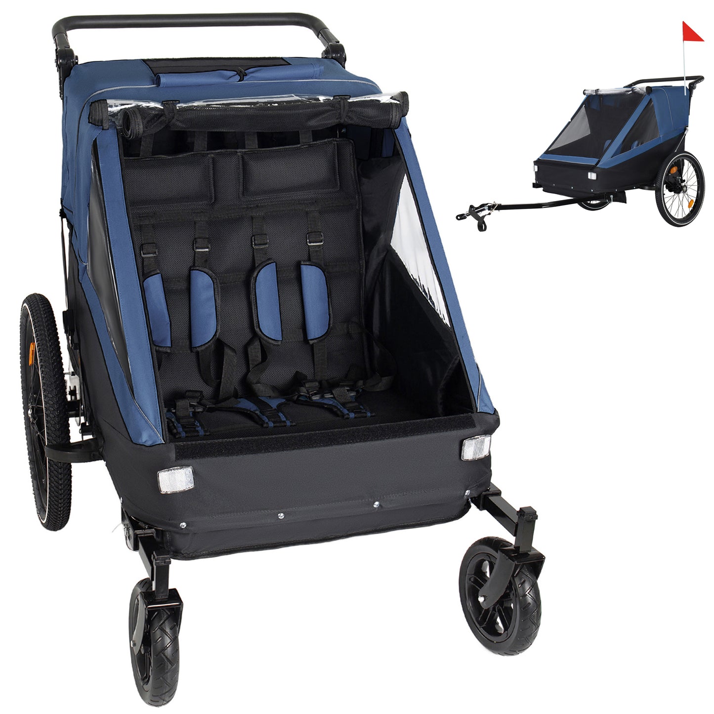 2 In 1 Kids Bike Trailer And Stroller For To Children, Jogging