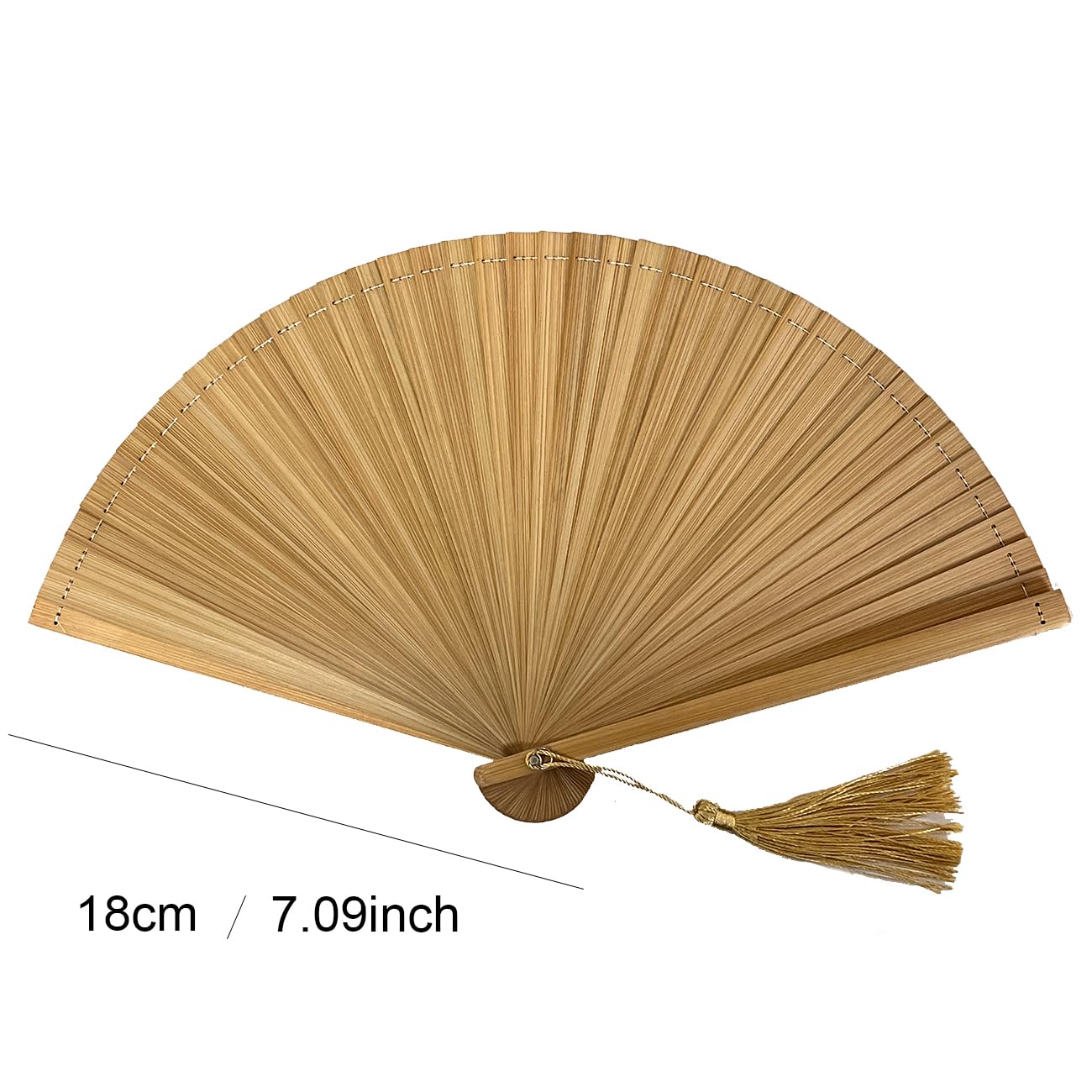 Elegant Handmade Bamboo Silk Handheld Fan - Beige