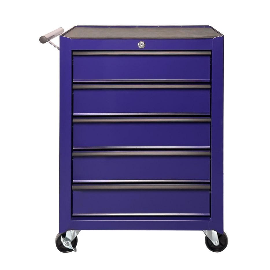 Rolling Metal Tool Chest with 5 Drawers - Purple