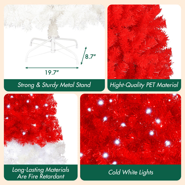 6FT Artificial Christmas Tree with LED Lights - Santa Hat Shape