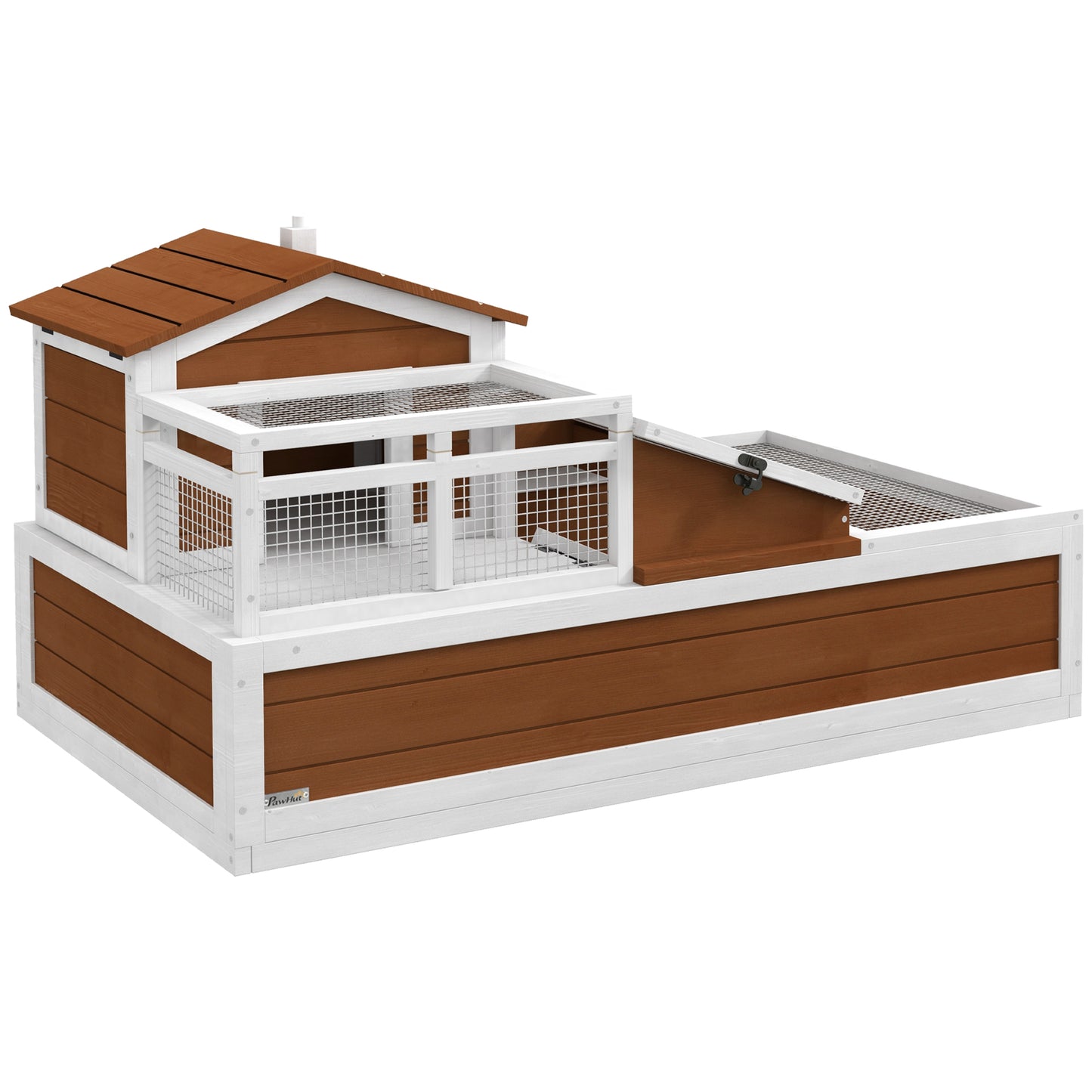Large Tortoise Habitat House with Balcony and Openable Roofs - 44 x 25.5 inches, Coffee