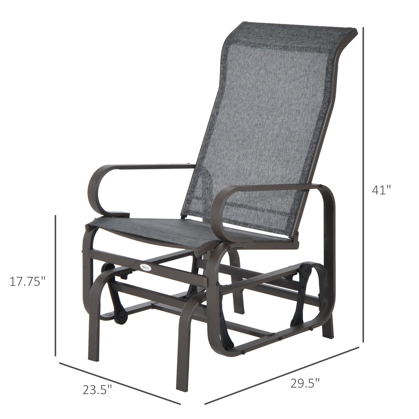 Outdoor Glider Rocker Chair - Metal High-Back, Gray