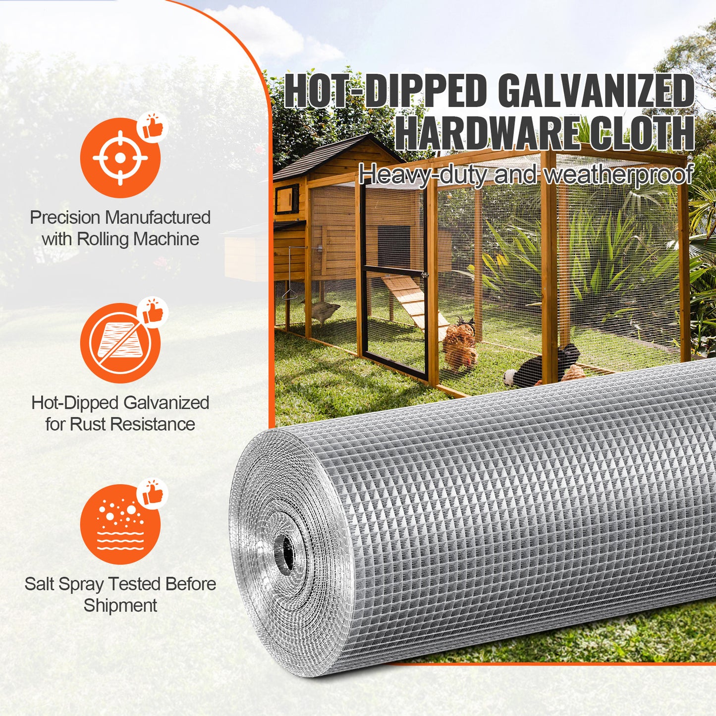 1/4 Inch Galvanized Wire Mesh Roll 48x100 Ft Chicken Fence Garden Support