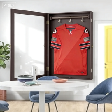 UV-Resistant Sports Jersey Display Case - Brown Frame