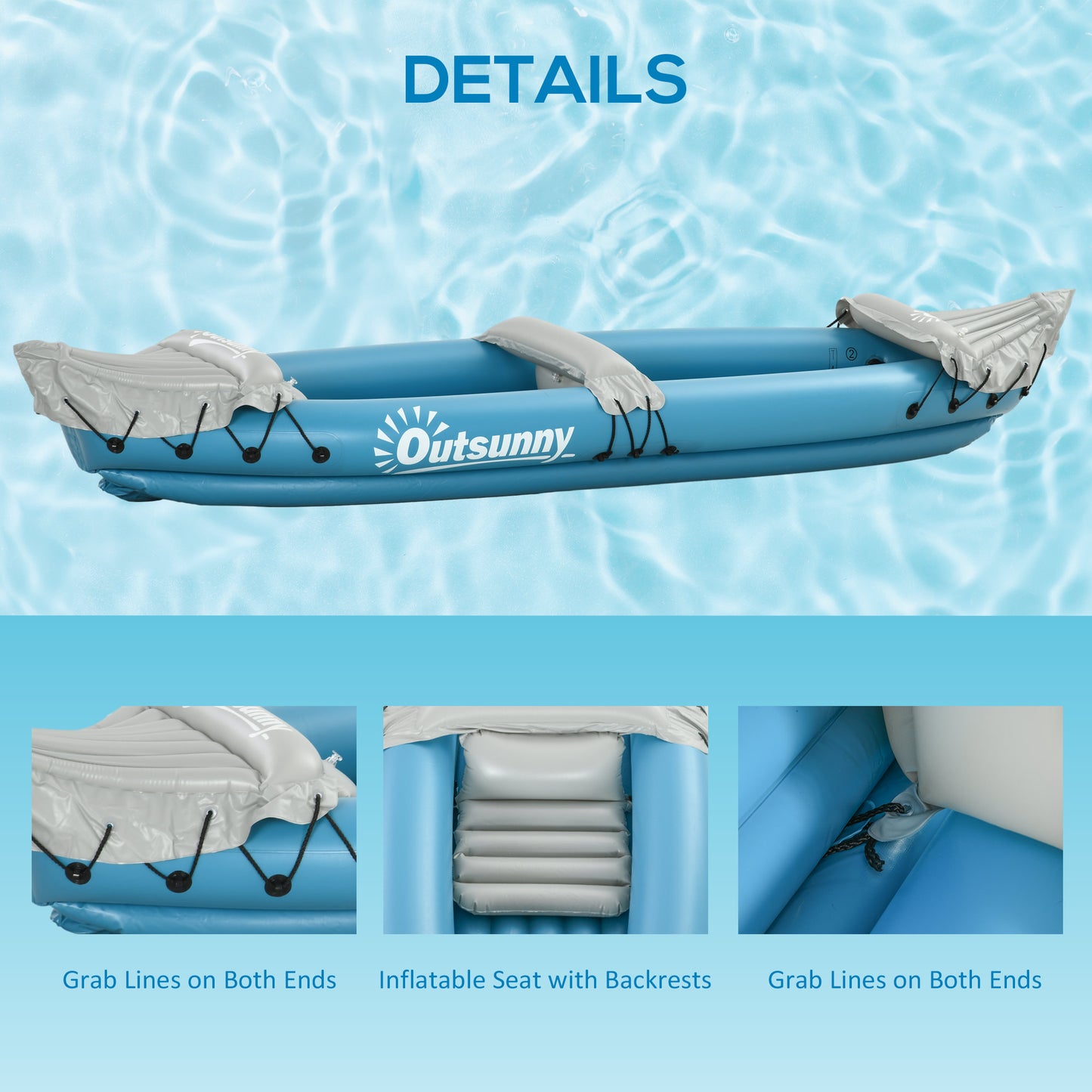 2-Person Inflatable Kayak with Paddles and Repair Kit - Blue