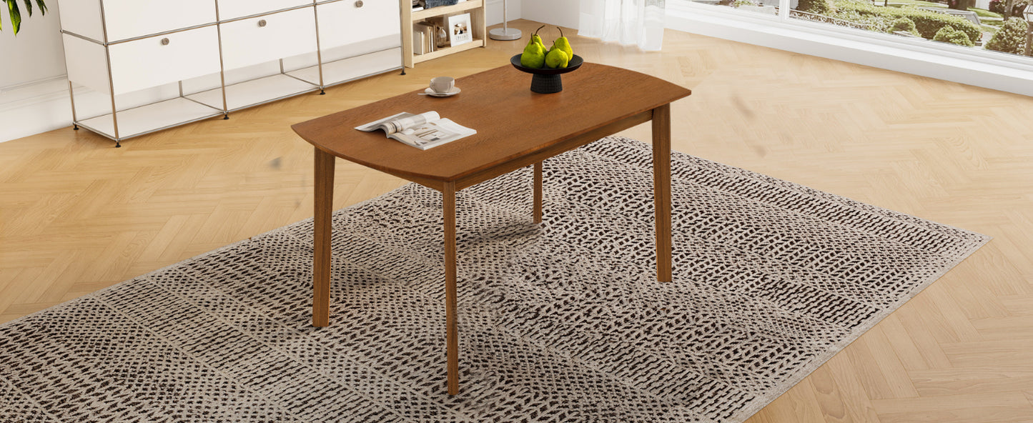 Farmhouse Dining Table Set for 4 with Upholstered Chairs - Brown & Beige