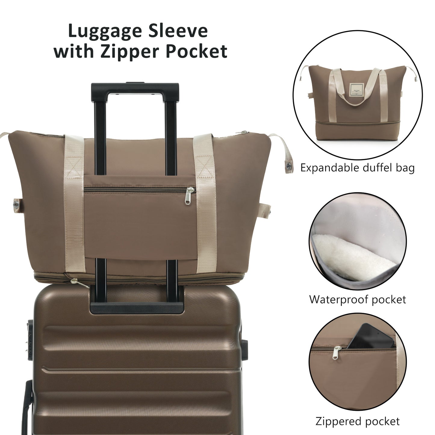 Lightweight Hardshell ABS Luggage Set - 4 Sizes, Brown