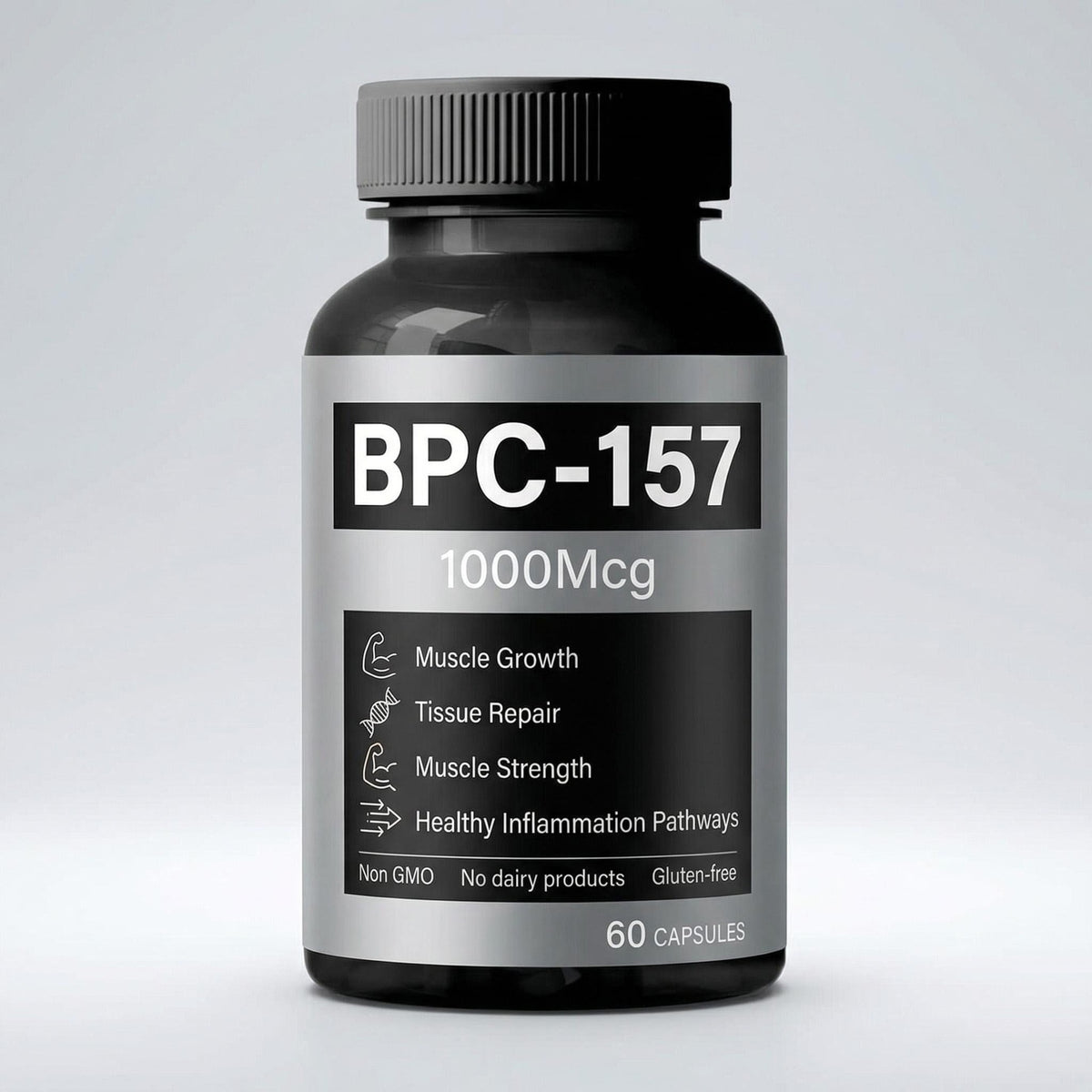 Health Capsules 60 Count - Black Bottle with Black Cap - CJ