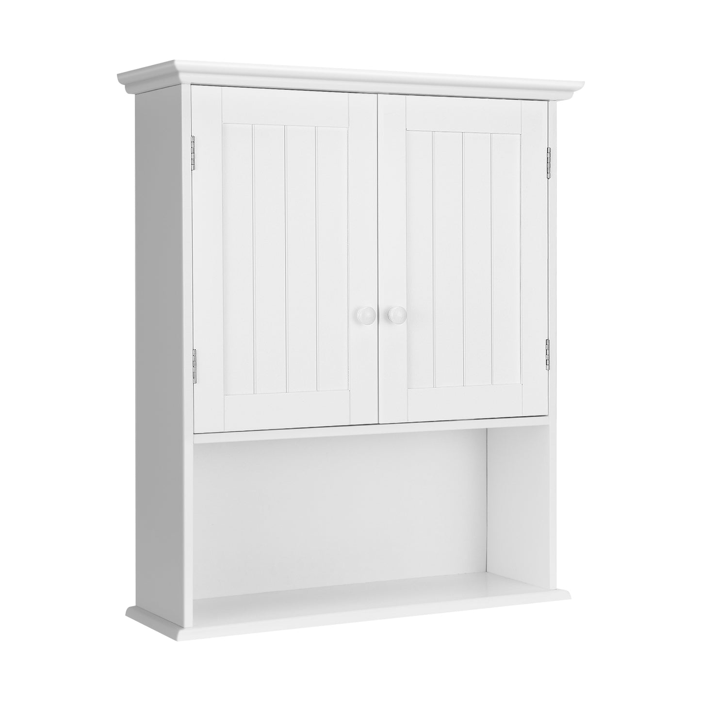 Wall-Mounted Bathroom Storage Cabinet with Open Shelf - White