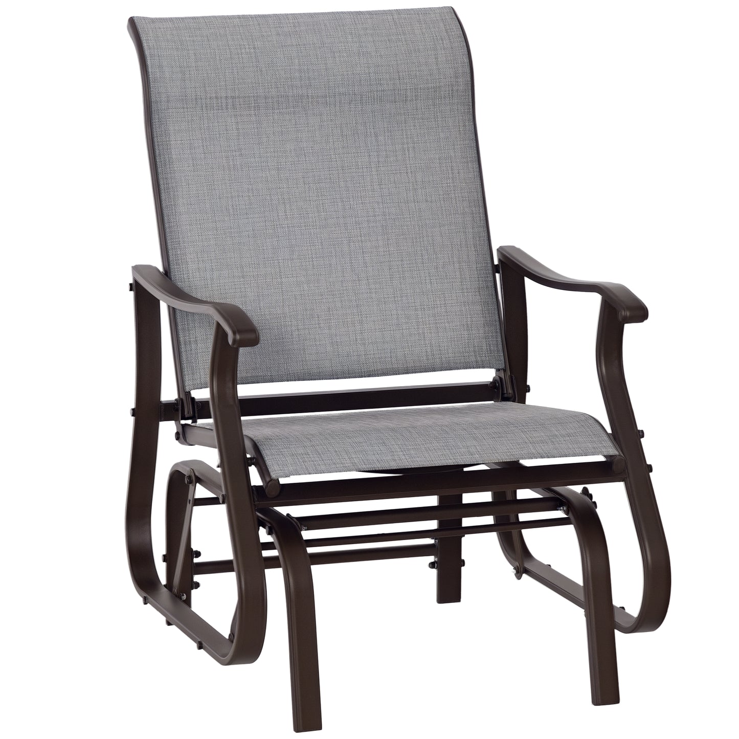 Outdoor Glider Chair with Steel Frame & Mesh Fabric - Gray