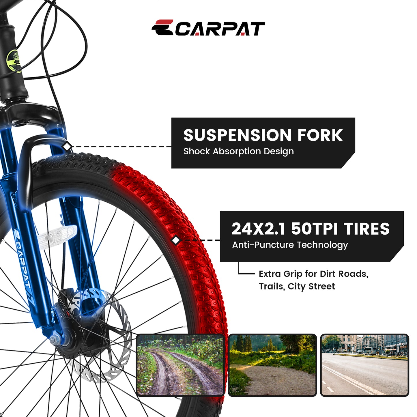 26-Inch Mountain Bike with Shock Absorber & 21-Speed Gears