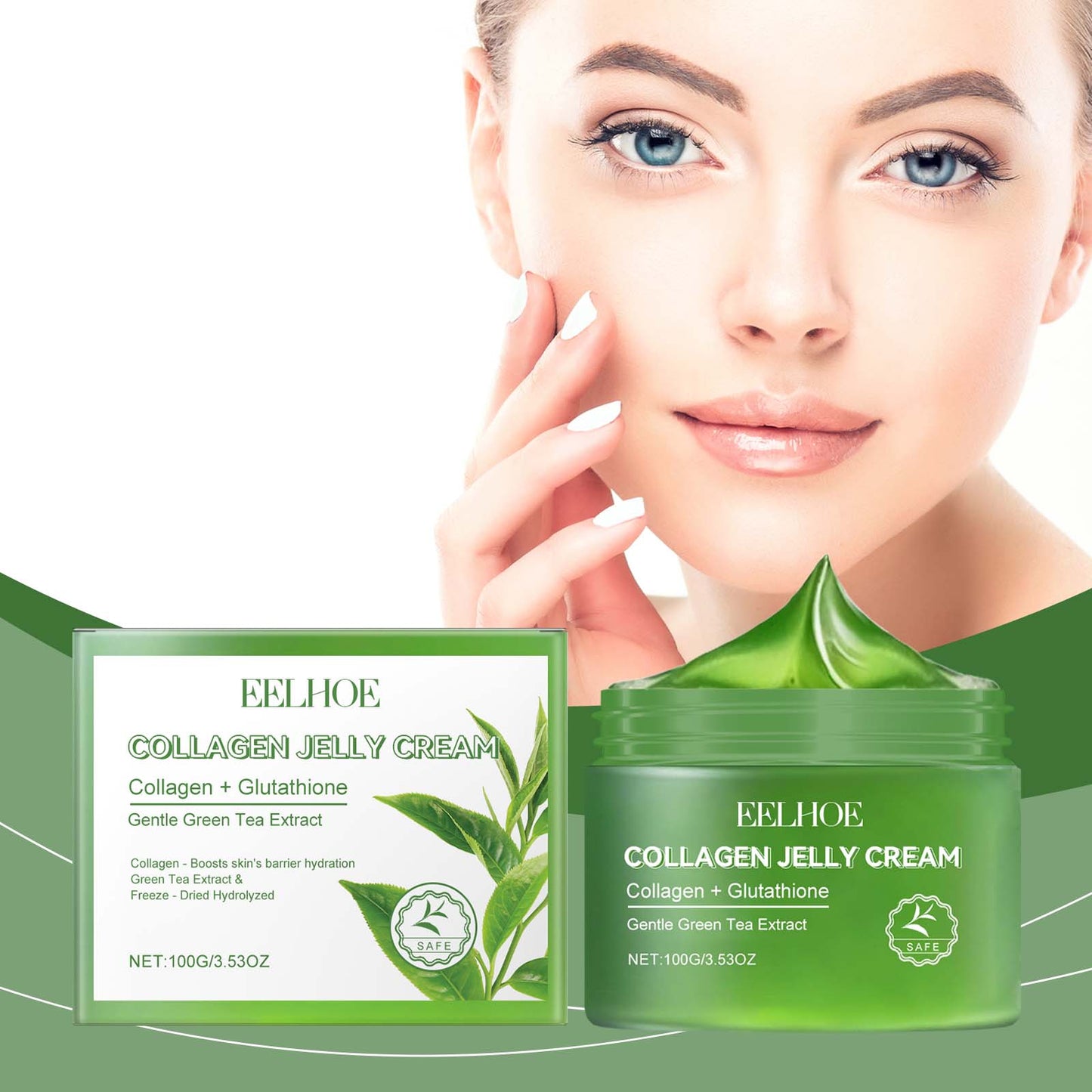 Green Tea Collagen Jelly Cream - Deep Hydrating Face Moisturizer