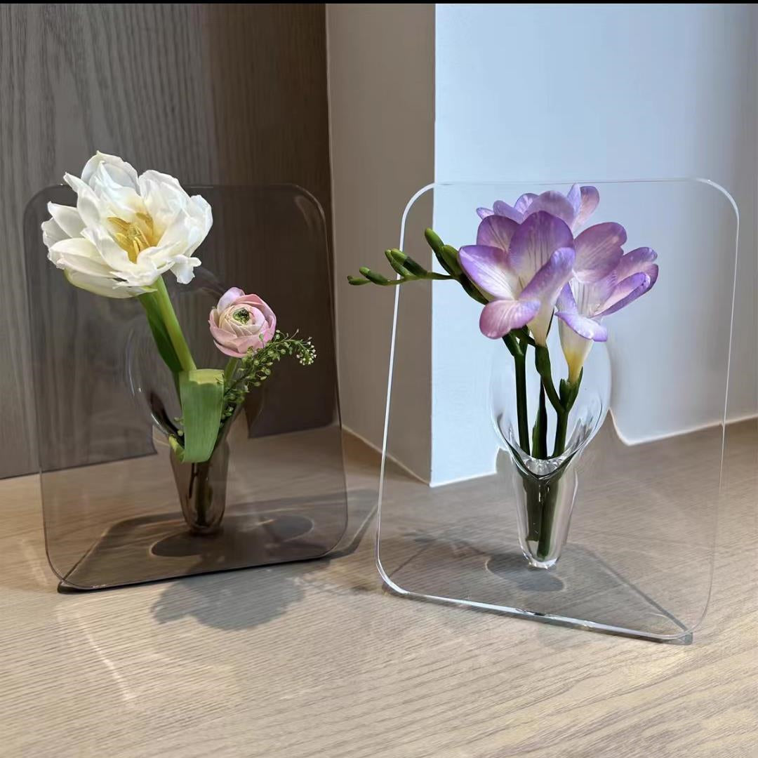 Transparent Acrylic Vase for Flowers Home Decor 15x20cm