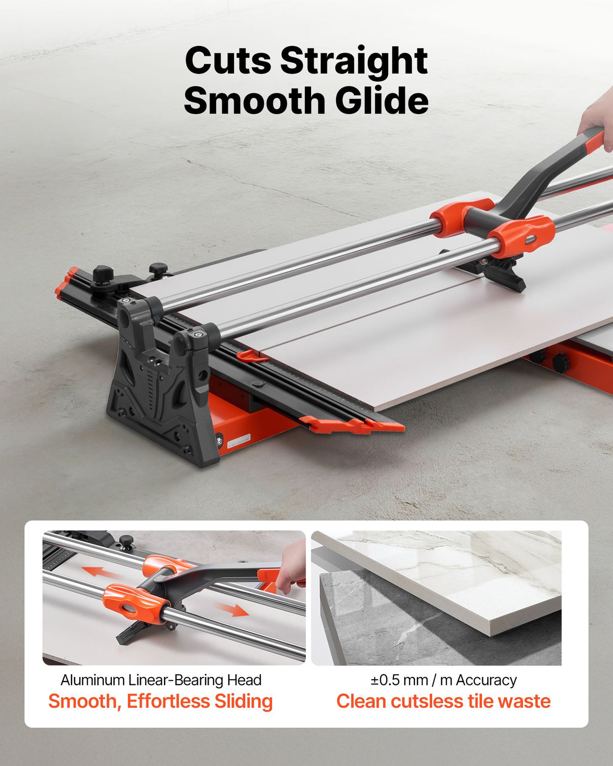 39.4-Inch Manual Tile Cutter with Sliding Head & Spring Base - for Ceramic & Floor Tiles