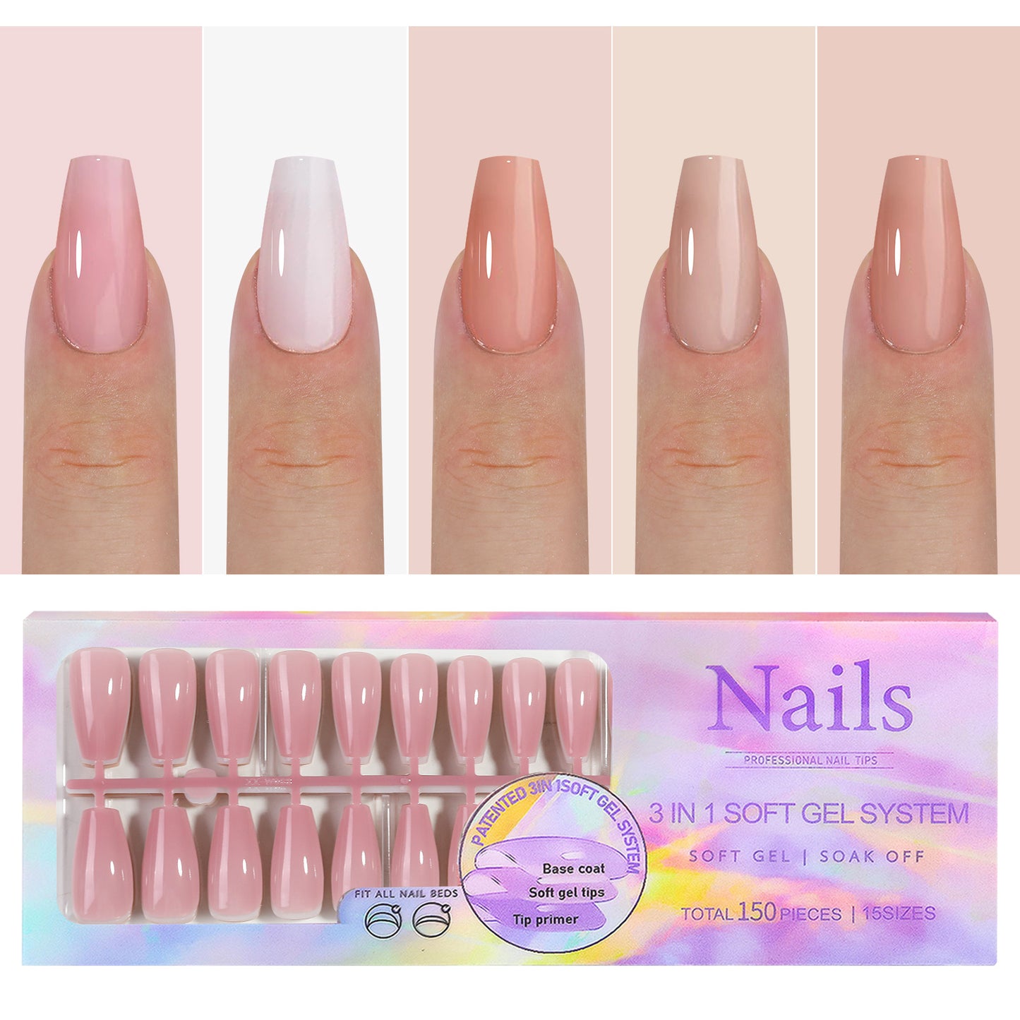 Manicure Nail Art & Wear Armor Set - French Seamless Detachable Tips