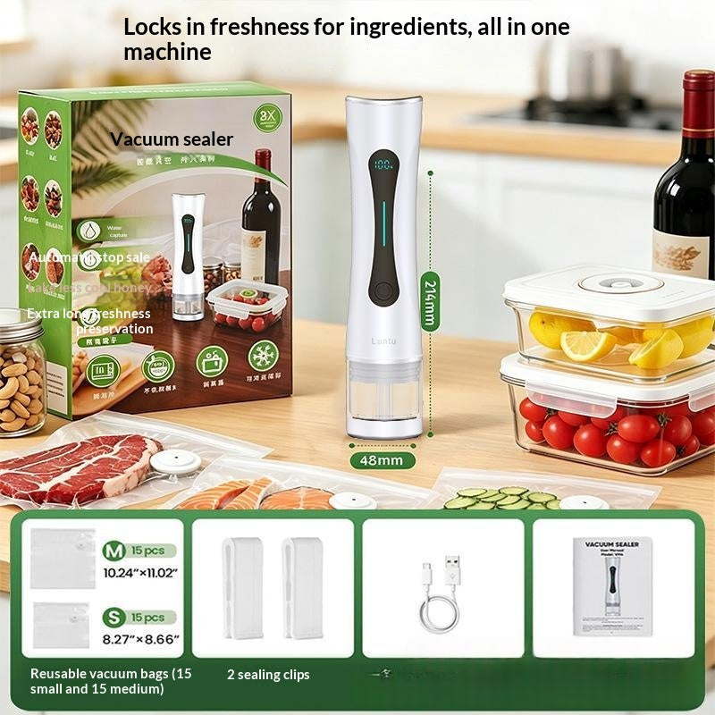 Vacuum Food Storage Bag Set with Freshness Preserver - White, Multiple Sizes