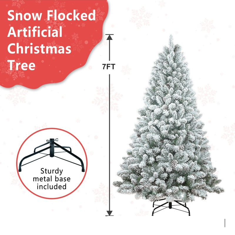 Flocked PVC Christmas Tree with Pine Cones - Multiple Heights