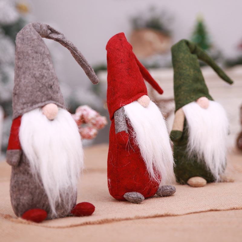 Christmas Tree Decorations Small Old Man Doll Ornaments - Faceless Standing Doll Set