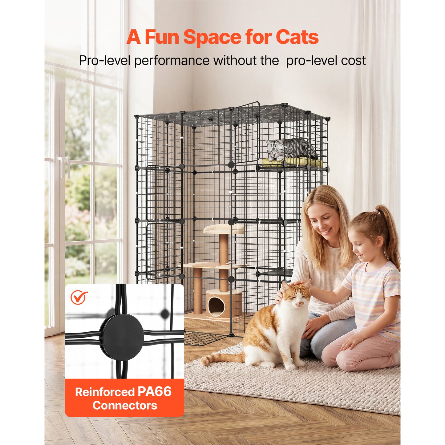 Large 4-Tier Metal Cat Enclosure Indoor Playpen - 55 Inch Exercise Cage for 1-2 Cats