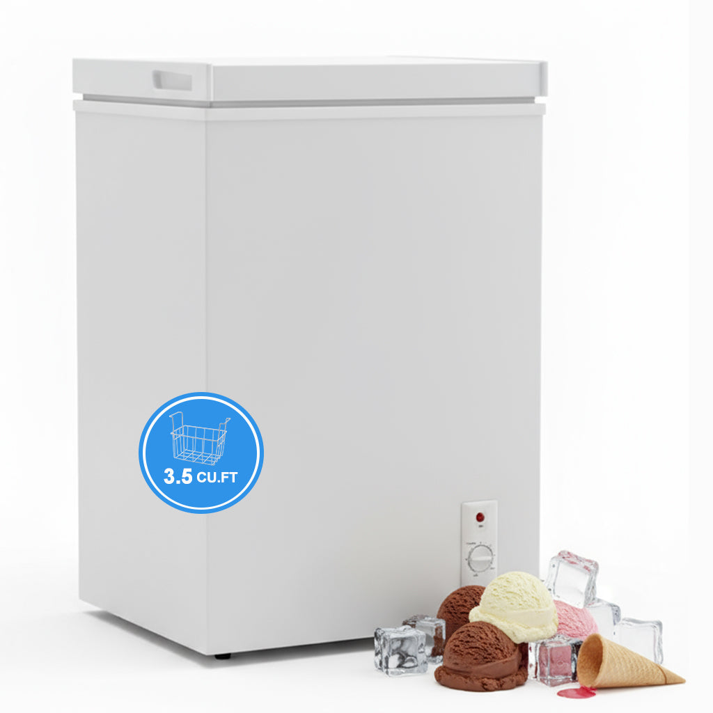 3.5 Cu.Ft Small Chest Freezer Compact Deep With 7-Level Temperature