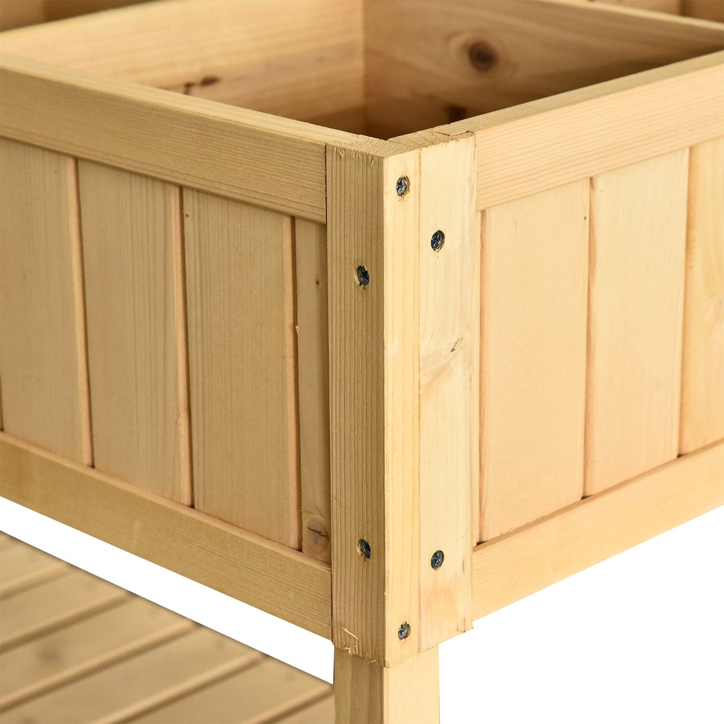 Raised Garden Bed with 8 Plant Pockets & Shelf - Wooden Elevated Planter Box for Herbs Vegetables Flowers