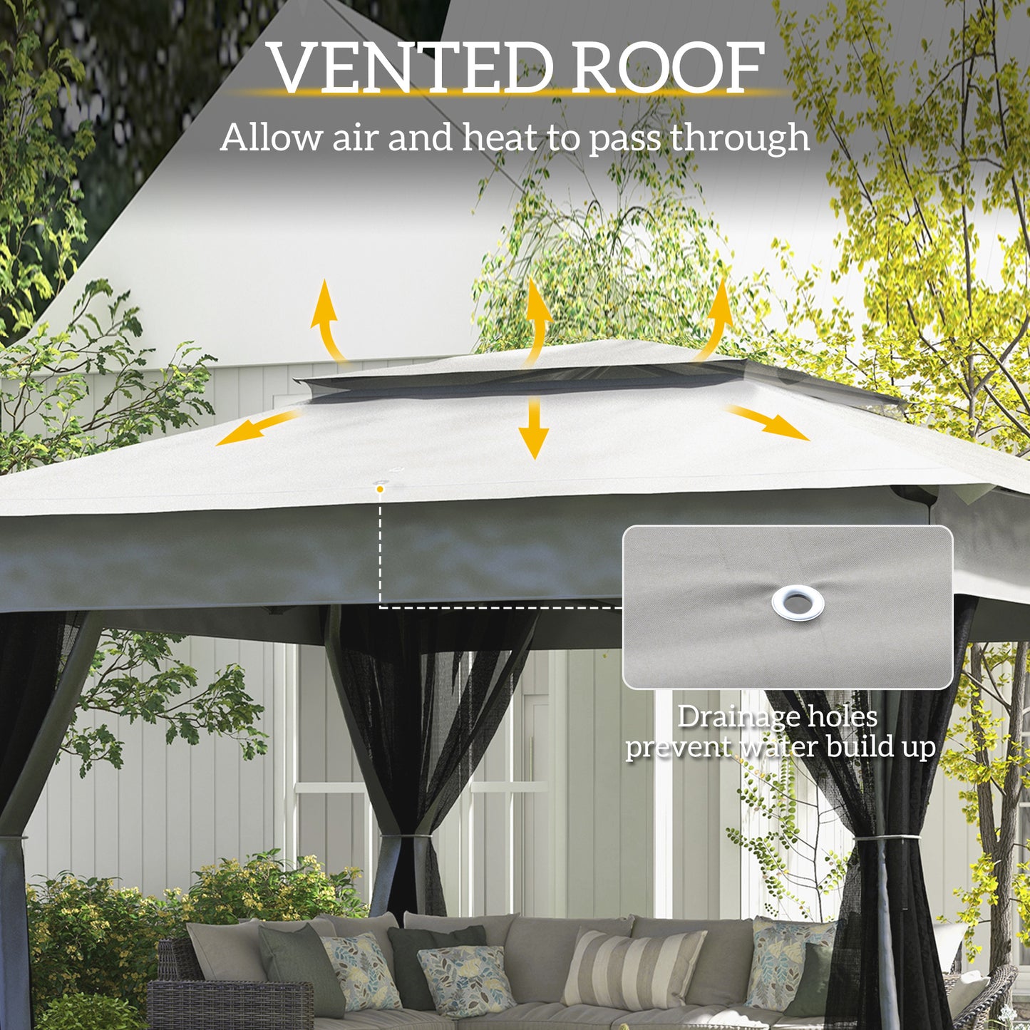 11x11 Portable Outdoor Patio Canopy with Mesh Privacy Netting