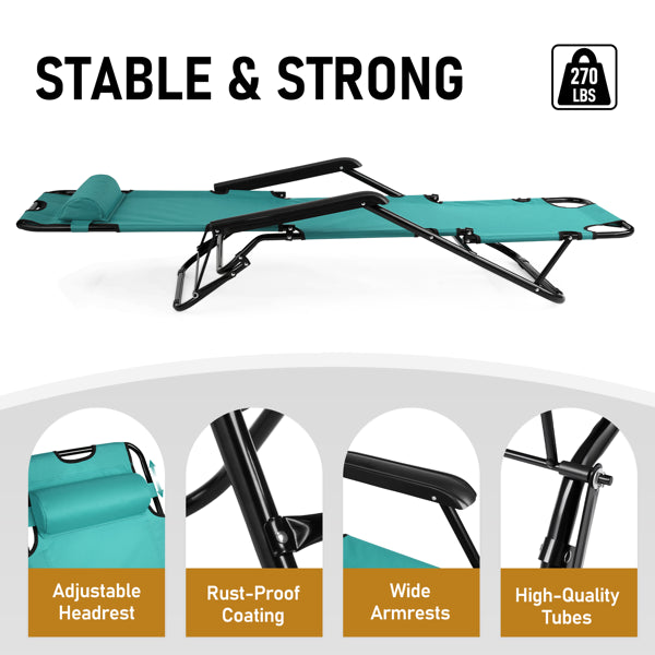 Portable Folding Reclining Chair - Green Outdoor Seating