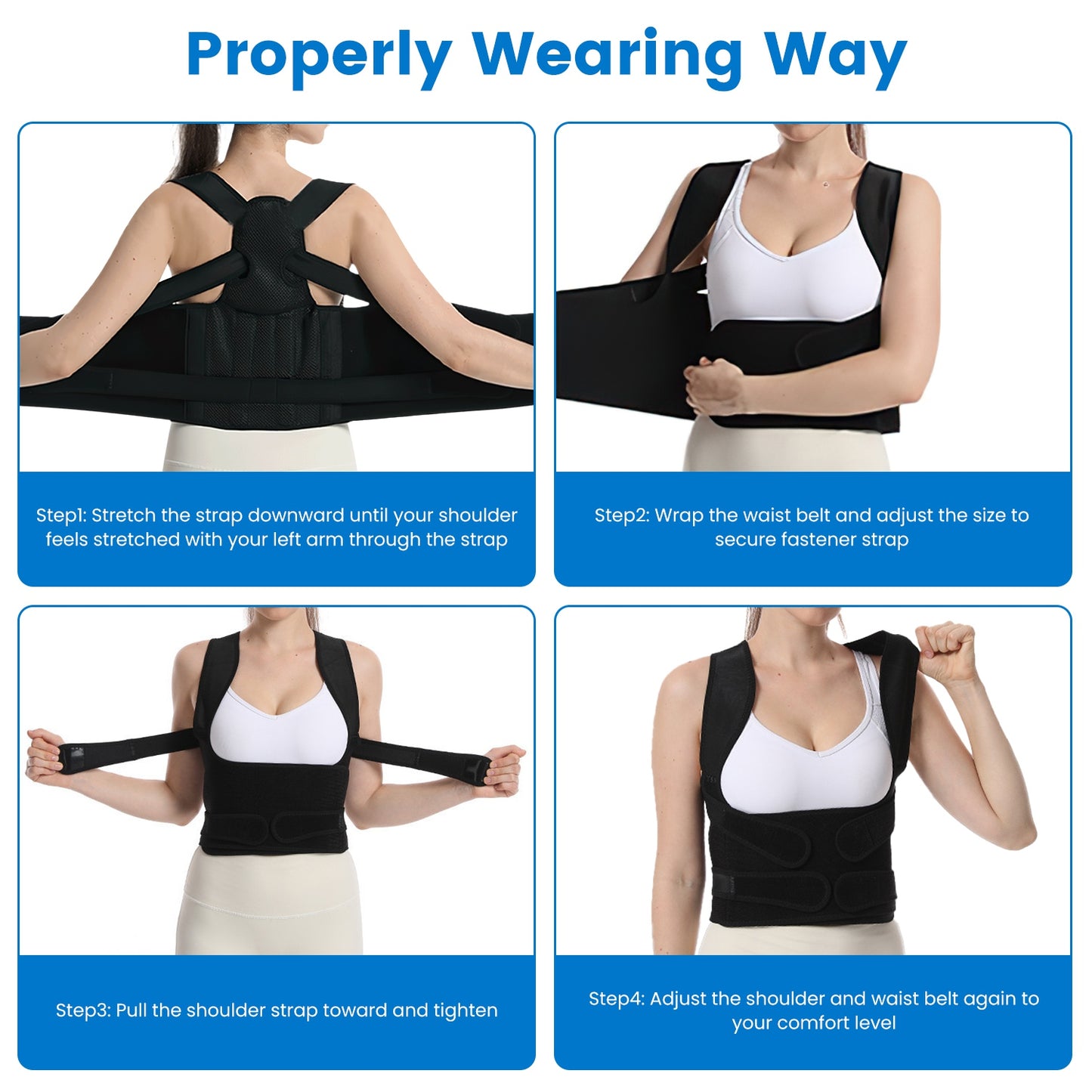 Adjustable Back Posture Corrector for Men & Women - Breathable Spine Support