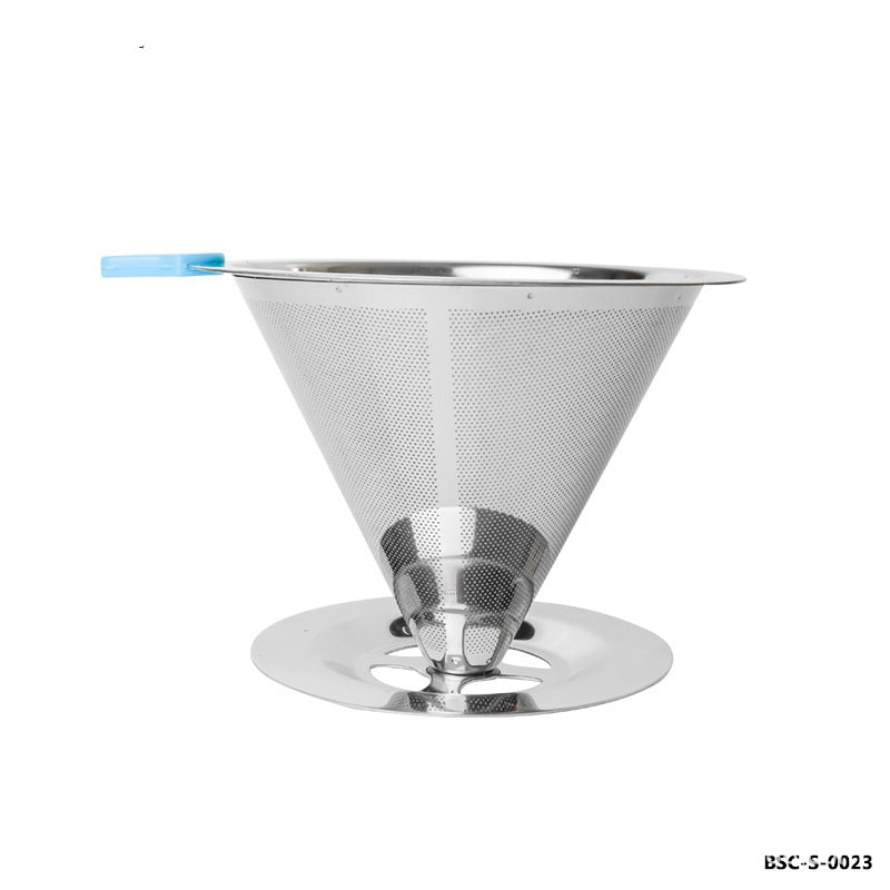 Stainless Steel Coffee Filter with Base - Reusable Filter-Free Paper Strainer for Home Brewing