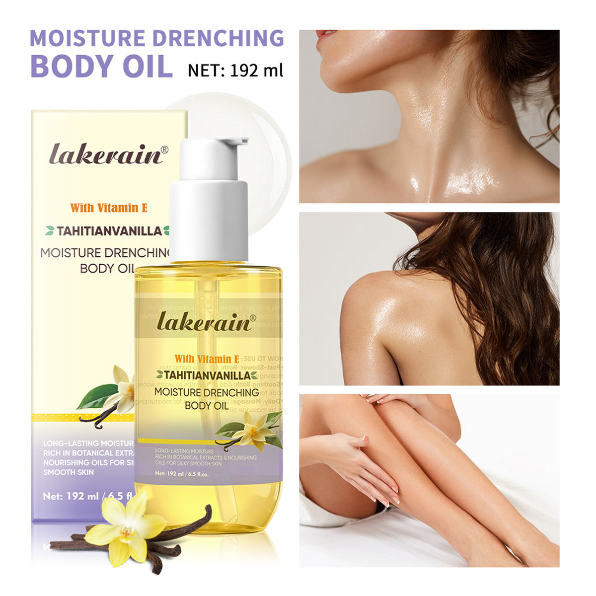 Vanilla Body Oil Moisturizer Nourishing Skin Oil 192ml