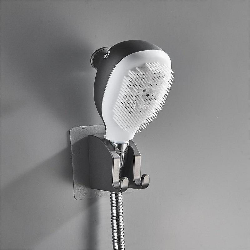Children's Shower Nozzle with Soft Silicone and Wall Base - Gray