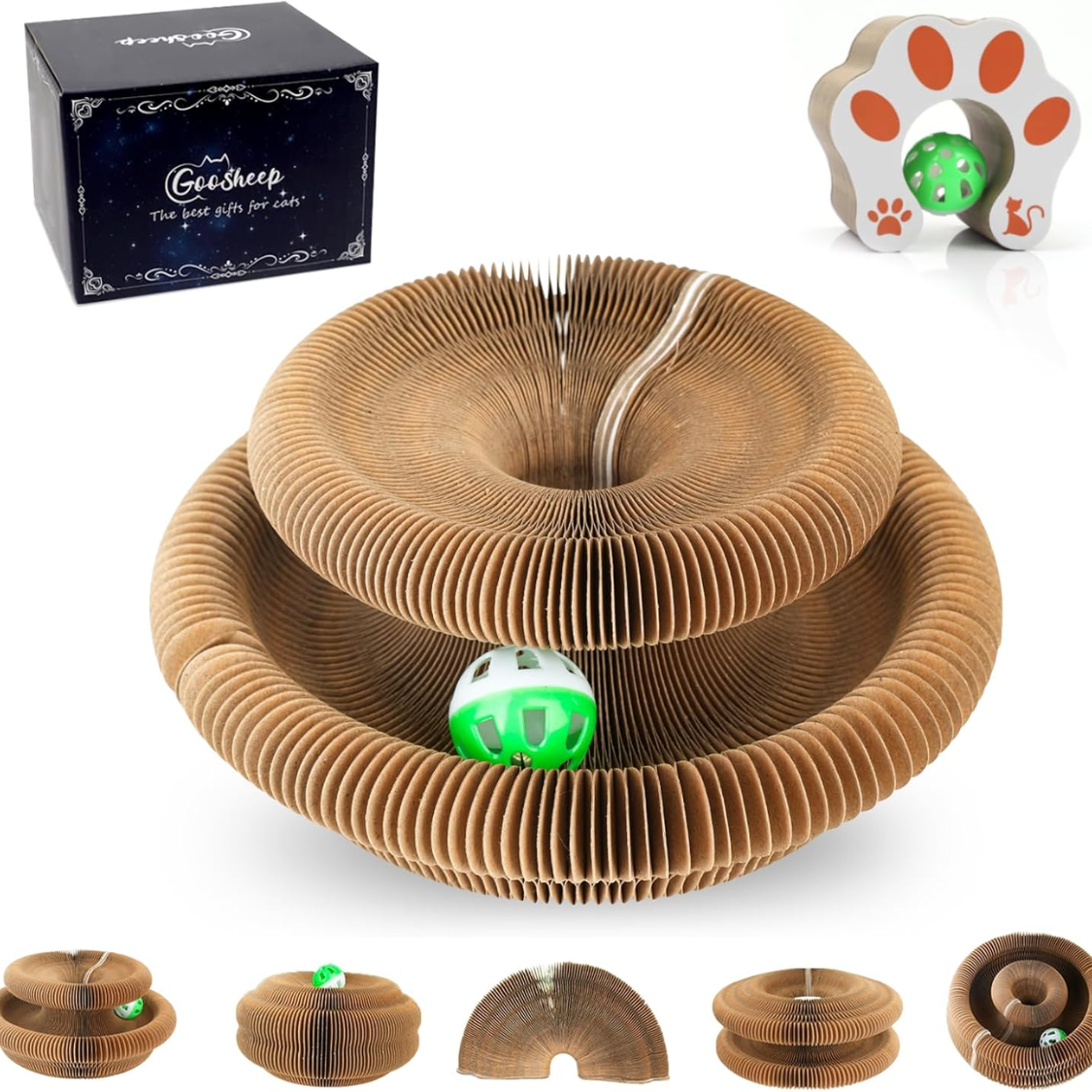 Interactive Cat Scratcher Toy for Indoor Cats - Brown