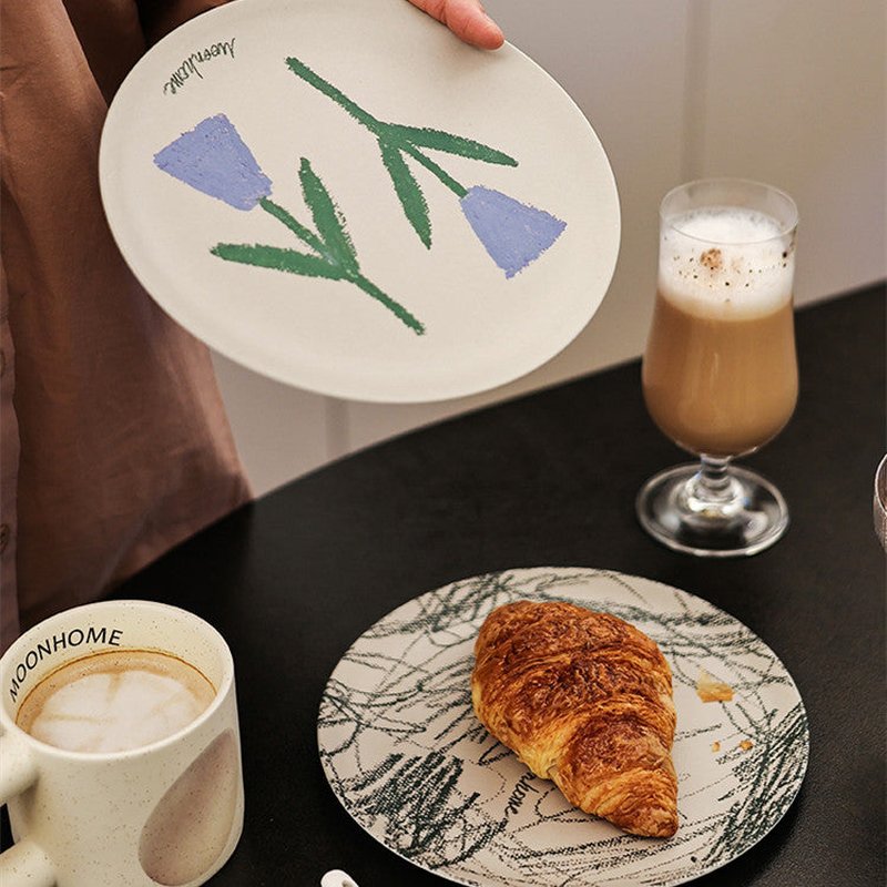 Bamboo Dinner Plate Set for Camping and Picnic - Nordic Style, 7-inch