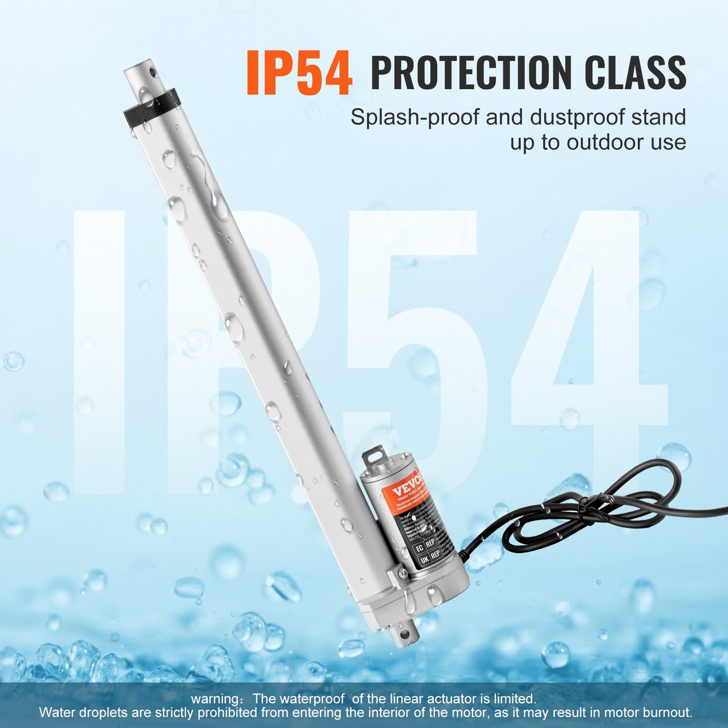 12V High Load Linear Actuator 12 Inch, 330lbs/1500N, IP54, Mounting Bracket