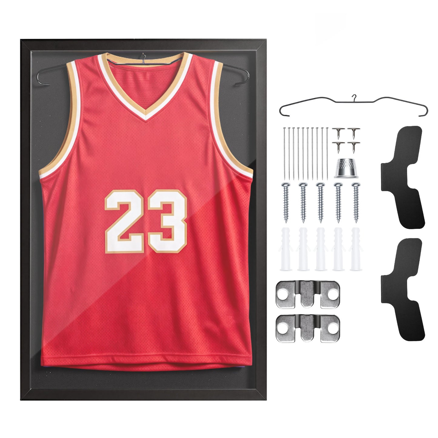 Jersey Display Case 31.5x23.6x1 In Wooden Shadow Box with UV Protection