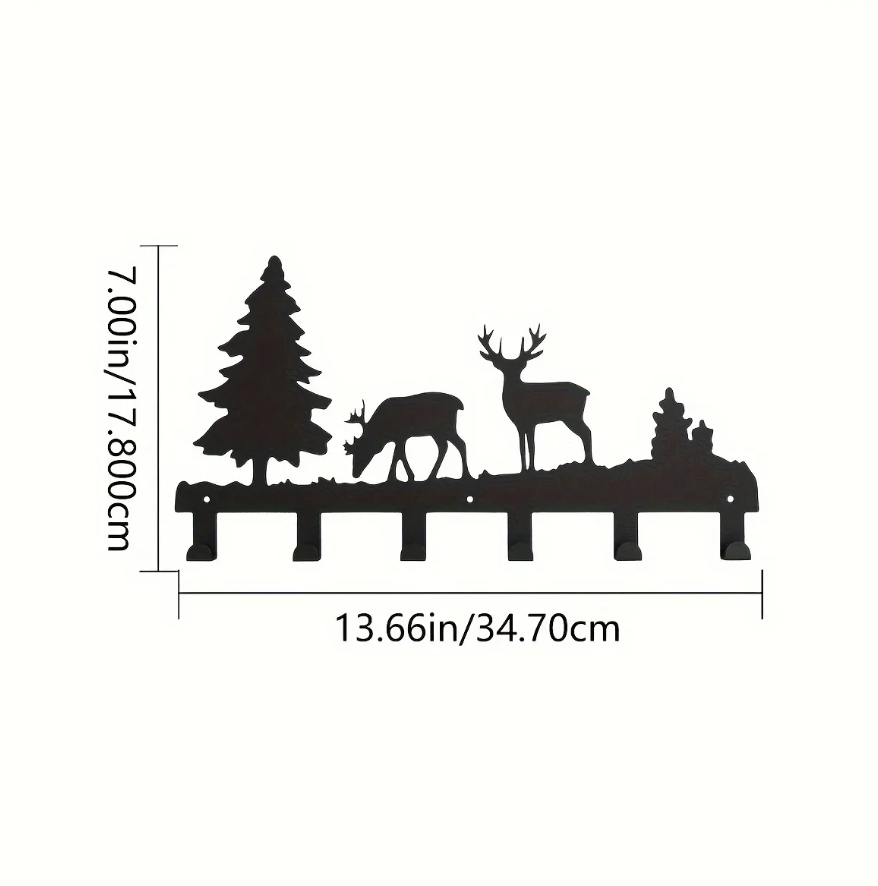 Metal Elk Key Hook Rack - Wall Organizer for Entryway Decor