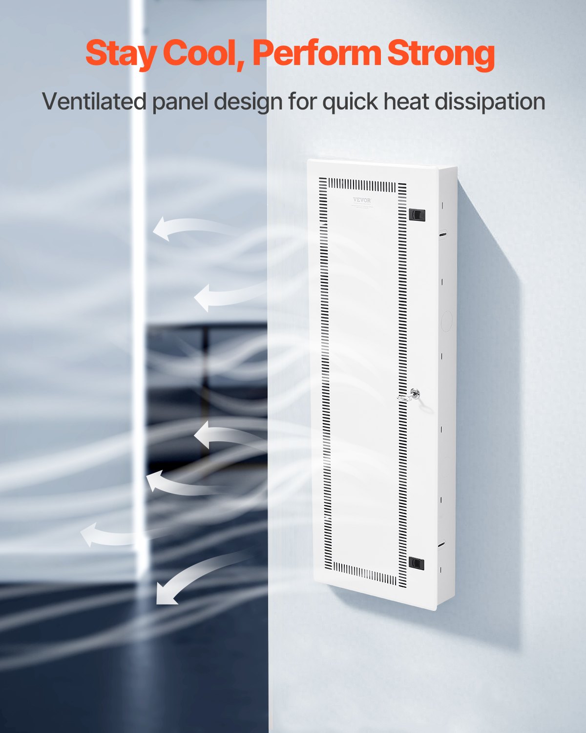 42-Inch Wall-Mount Media Enclosure with Vented Hinged Door and Cable Management - White