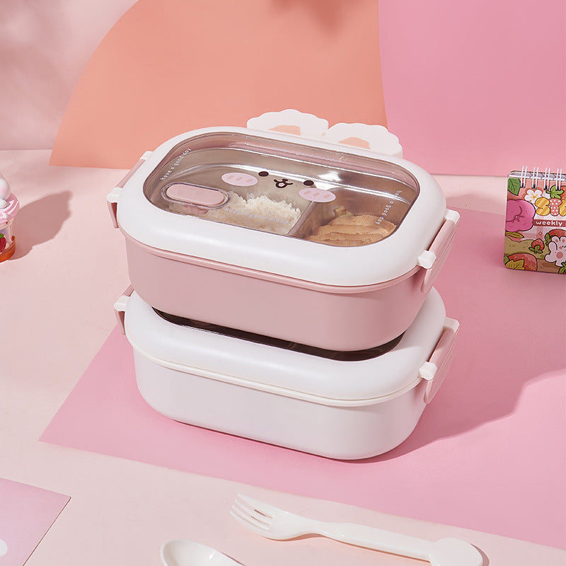 Cute Bunny Stainless Steel Lunch Box - 950ml Creative Student Food Container