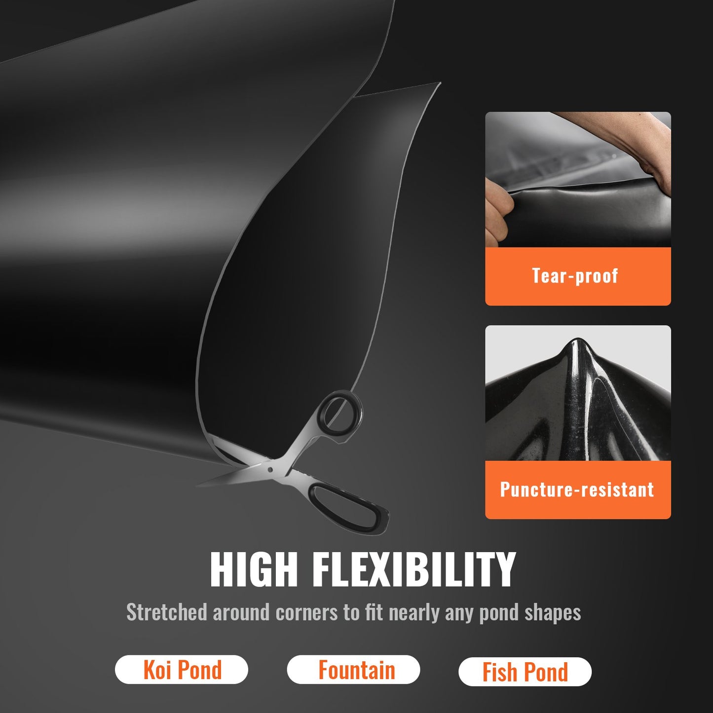20x25 ft Pond Liner - 45 Mil Thick EPDM Water Garden & Fish Pond Underlayment