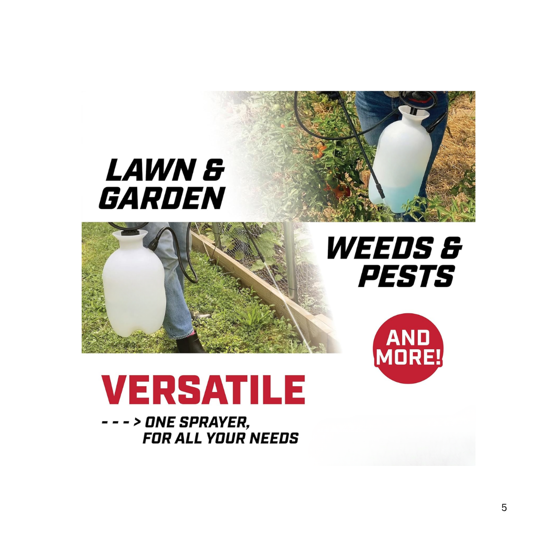 1-Gallon Garden Sprayer with Adjustable Nozzle & Long Hose