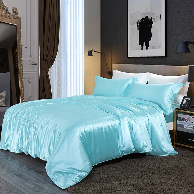 Silky Four-Piece Bedding Set - Quilt Cover Bed Sheet & Fitted Sheet