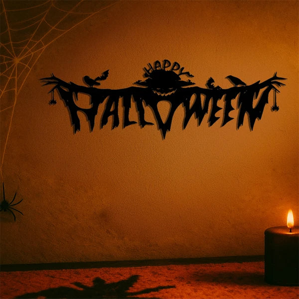 Gothic Halloween Metal Wall Art Decor - Spooky Indoor Accent