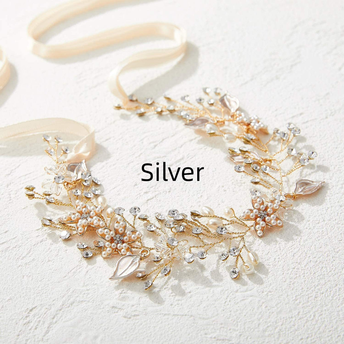 Bridal Crystal Pearl Hair Band with Rhinestones