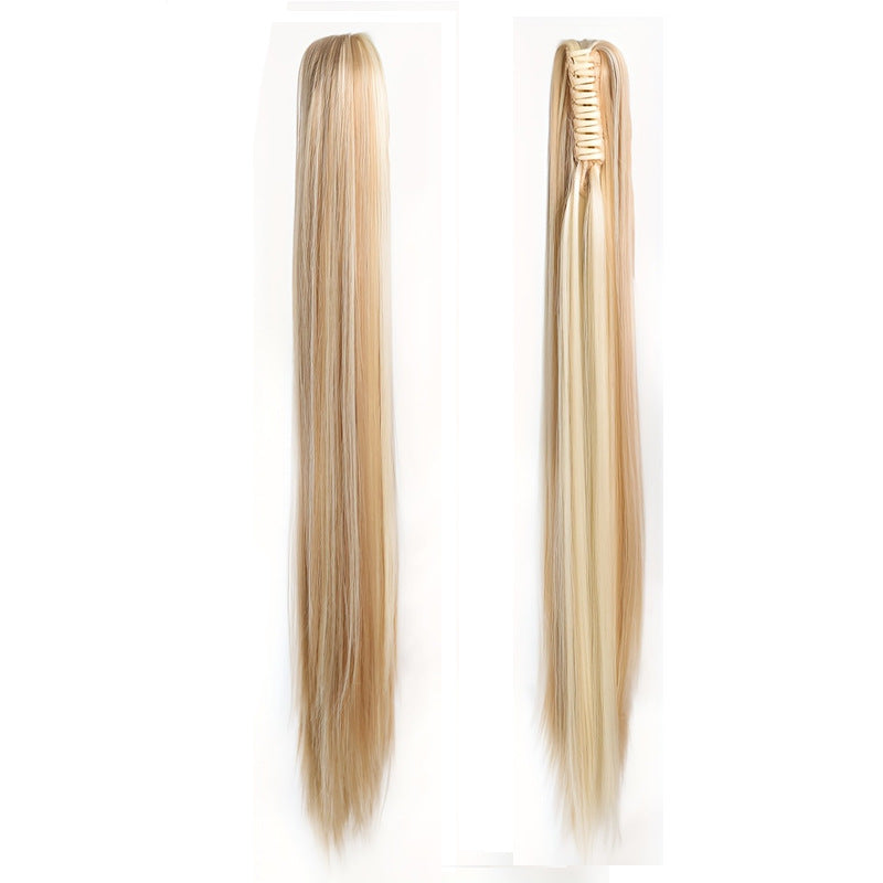 Women's Long Straight Ponytail Wig with Clip-In Medium Length Hair Extension