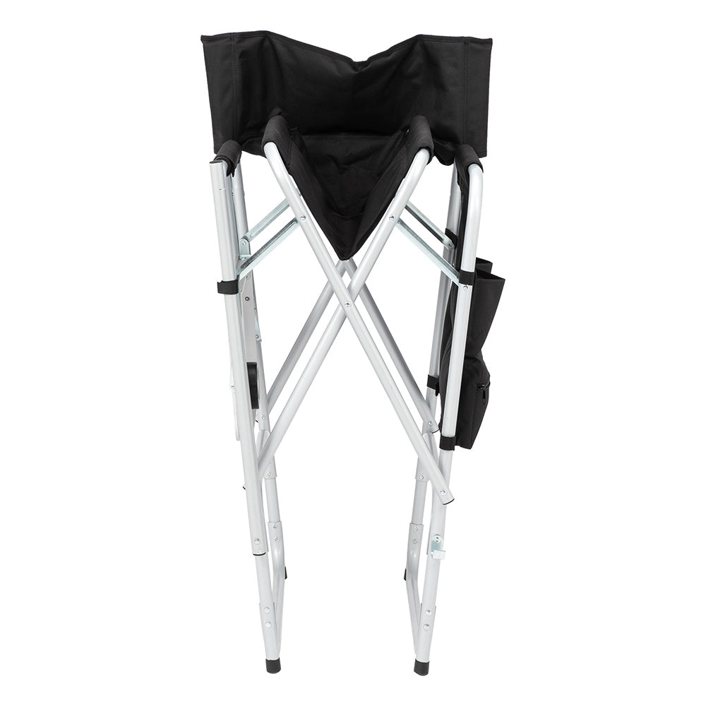 Folding Director's Chair with Footrest and Storage - Black