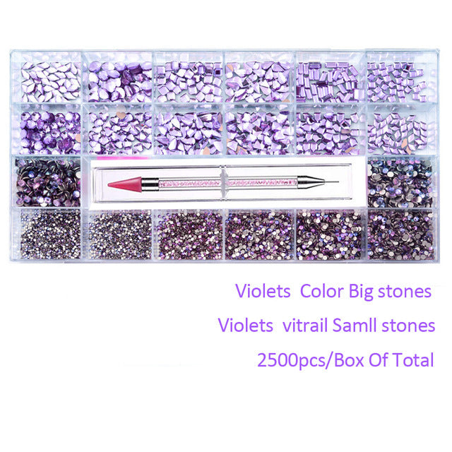 Nail Art Drill Kit with Glass Diamond Organizer Box