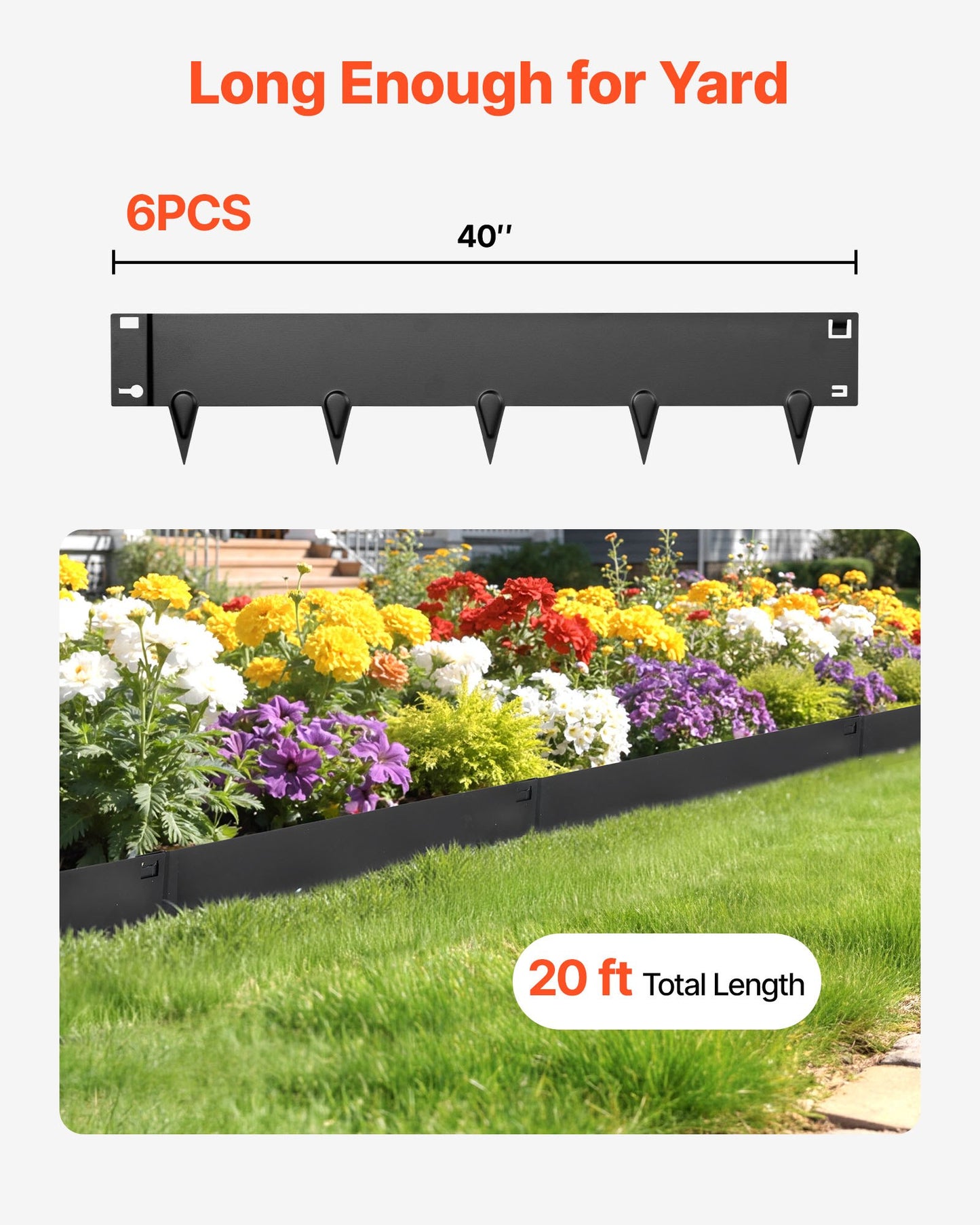 Heavy Duty Galvanized Steel Garden Edging 6-Pack - Easy Install Landscape Border for Flower Beds & Pathways