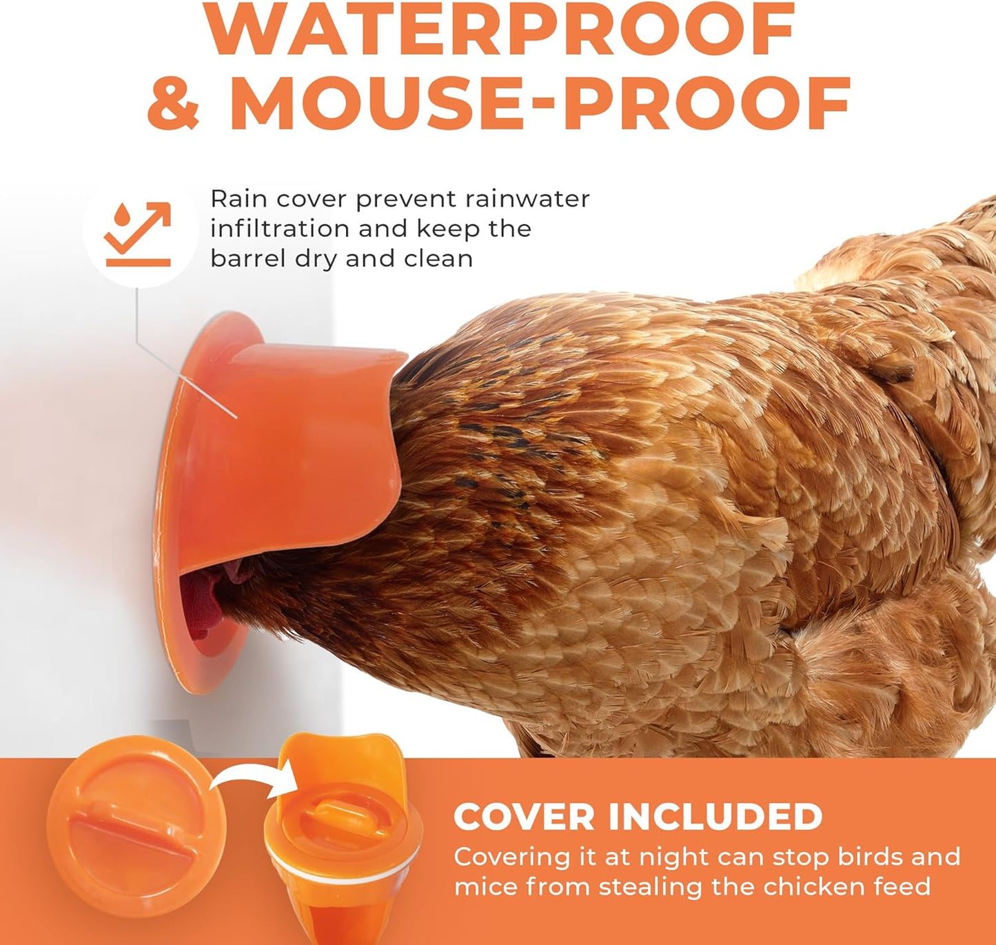 6 Pack Weatherproof Chicken Feeders with Hole Saw Kit for Buckets & Troughs
